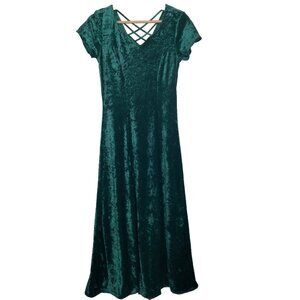 Vintage 90s Styleworks Dress XS Aqua Velour Fairy Renaissance Whimsical Forest